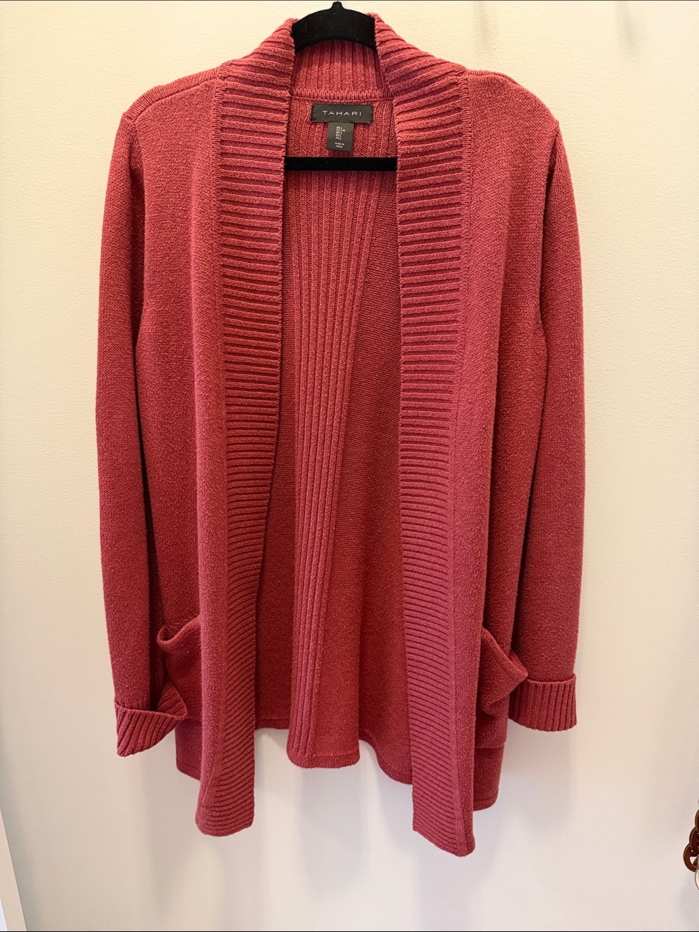 Tahari Open-Front Cardigan in Dusty Rose-Mauve